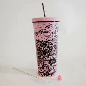 Women's Pink Flower Meadow Tumbler